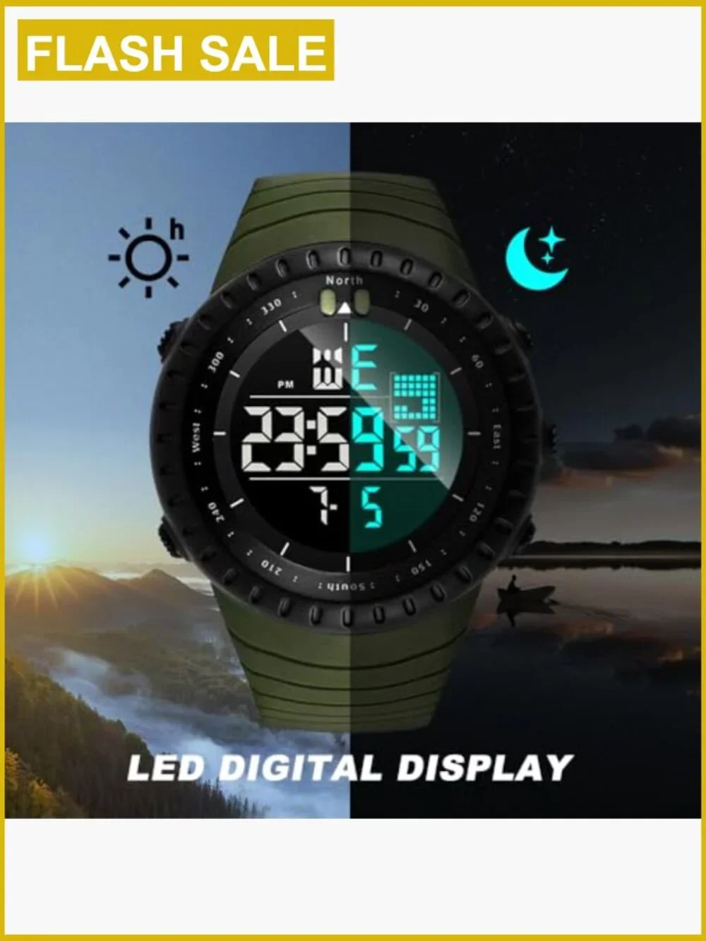 Military Digital Watch Multi-Function LED Alarm Stopwatch Water Resistant Gift